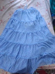 Light Blue Tiered Ruffle Dress