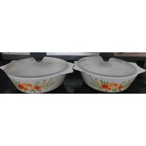 Set of 2 Borosil White Serving Bowls with Lids