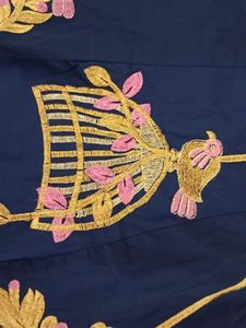 Elegant Navy Blue Embroidered Skirt