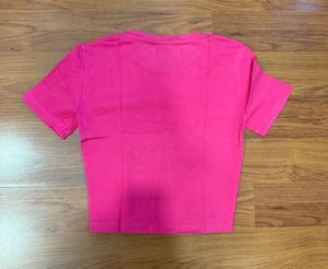 ZARA Fuchsia Cropped Short Sleeve T-Shirt