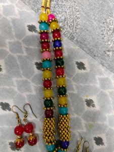 Bohemian Beaded Necklace &amp; Earring Set