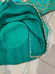 Sea Green Embroidered Off Shoulder Blouse
