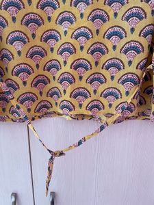 Block Printed Yellow Crop Top