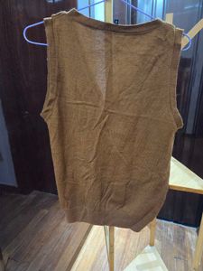Brown Knit Vest with Pockets