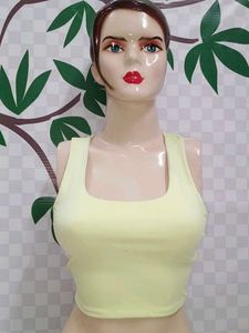 (400)Yellow Cropped Tank Top
