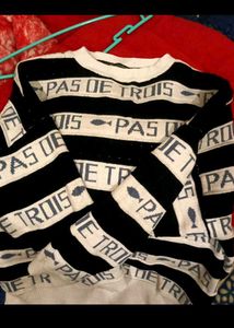 Striped 'PAS DE TROIS' Knit Sweater