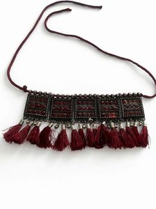 Boho Tassel Maroon  Necklace