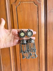Jhumka Earrings with Mirror Work