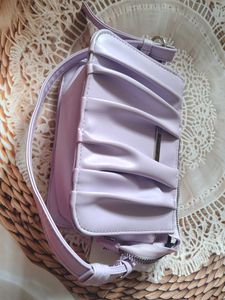 Pastel Purple Ruched hang and sling bag