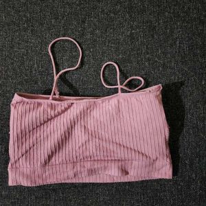 Pink Ribbed Seamless Bralette Top