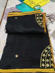 Elegant mirror work cotton silk Saree