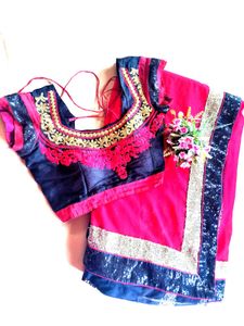 Red & Black Embellished Sari