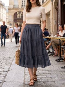 Muted Slate Blue Ruffle Skirt