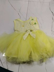 Adorable Yellow Party Dress Frock