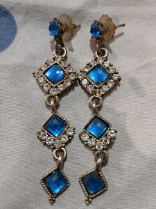 Sparkling Blue Diamond Drop Earrings