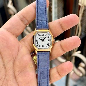 Fossil Gold Tone Watch Blue Strap
