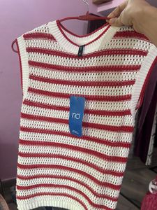 Striped Crochet Sleeveless Top