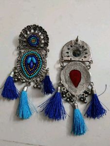 Boho Blue Tassel Earrings