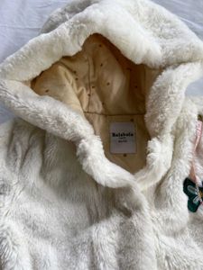 Adorable White Faux Fur Hooded Jacket