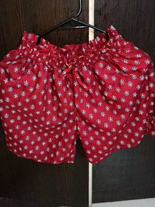 Cute Red Printed Shorts