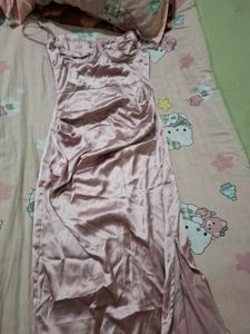 Satin Ruched Midi Dress