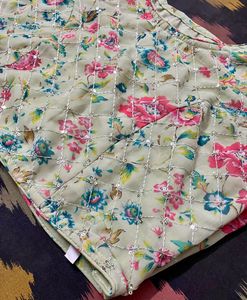 Floral Print Kurta with Bell Sleeves