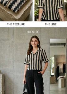 elegance Balck Knit Striped Shirt 😎