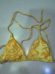 Y2K Yellow Swirl Bikini Top