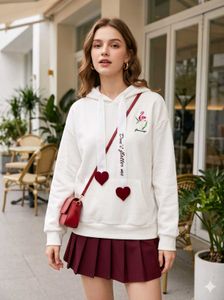 Cute Flamingo Hoodie with Heart Details