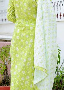 Green Printed Kurta Set with Dupatta