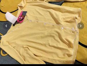 Cute Yellow Ribbed summer cro top Cardigan