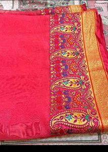 Vibrant Pink Saree with Paisley Border