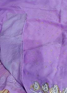 Beautiful Lavender Embroidered Saree with blouse