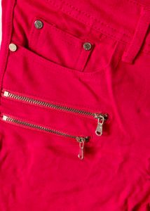 Stylish Red Zip Detail Pants