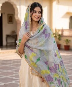 Hand painted Beautiful Floral Dupatta
