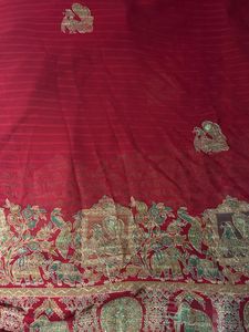 Vibrant Red Embroidered Saree