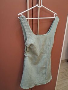 Ribbed Square Neck Mini Dress