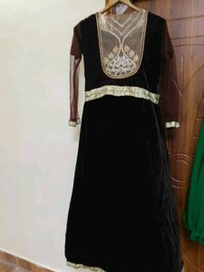 Embroidered Velvet gown Set