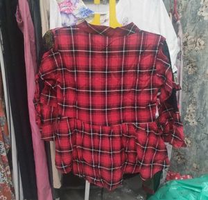 Red Plaid Top