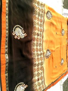 New Elegant Floral Embroidered Saree