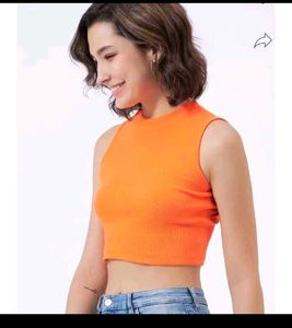 Vibrant Orange Sleeveless Crop Top