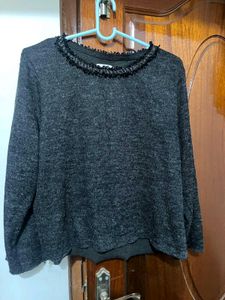 Women's Charcoal Grey Textured Top