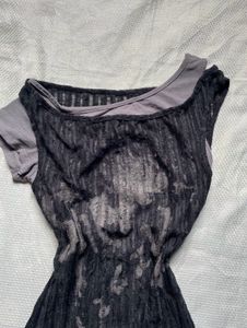 Unique Black Sheer Graphic Top