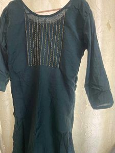 Elegant Dark Green Kurta with Embroidery