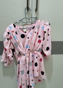 Pink Polka Dot Wrap Dress