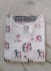 Tribal Print Kurti White Red Black