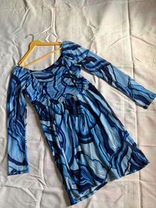 Blue Short Dress/Frock | XL | Full Sleeves |