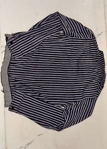 Striped Button-Up Pullover Top