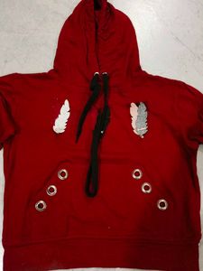 Red Feather Accent Hoodie