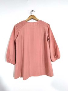 Dusty Rose Pleated Shoulder Blouse